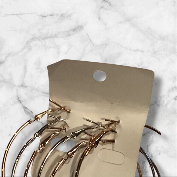 Set Of 6 Fashion Jewelry Gold & Silver Tone Hoop Earrings for Women - Picture 8 of 10